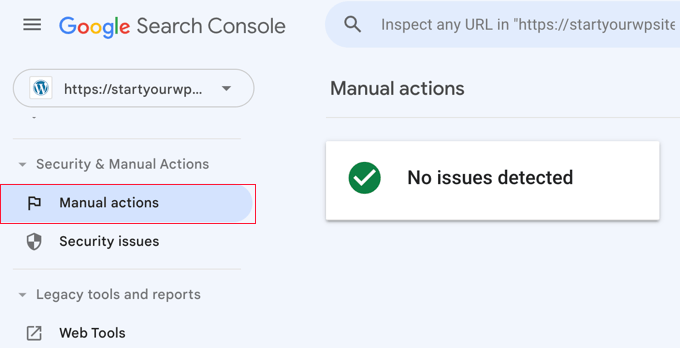 Search Console Manual Actions