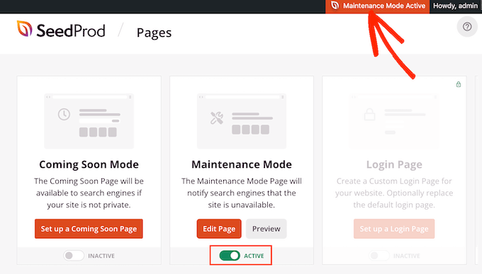 An example WordPress site in maintenance mode