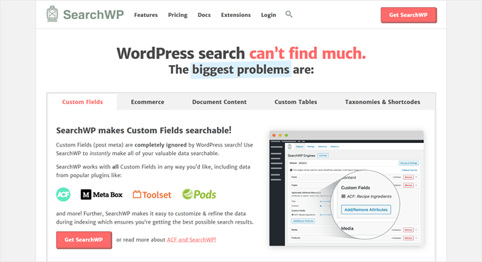 The SearchWP homepage